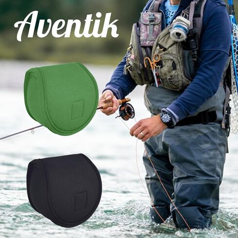 Aventik Neoprene Fly Fishing Reel Case Pouch Cover Fitting 5/6 7/8wt Fly Reel Storage (Black, 1-PACK 3/4) in Saudi Arabia