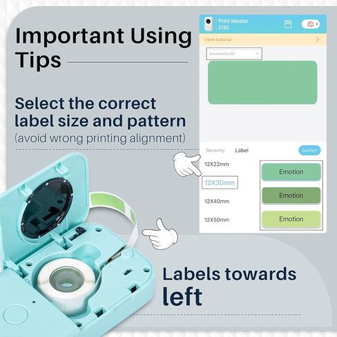 D30 Label Maker Tape - Color Fonts on Clear/Transparent D30 Labels, Self-Adhesive, Compatible with Phomemo D30, 14mm x 30mm (0.55" x 1.18"), 210 Labels/Roll, 3 Rolls (Red x 1, Blue x 1, Green x 1) in Kuwait