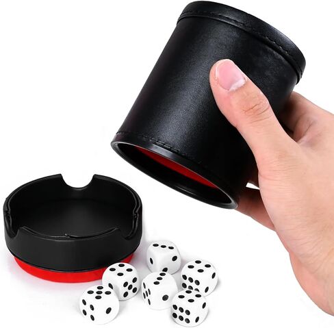 Felt Lined Professional Dice Cup - with 6 Dice Quiet for Yahtzee Game in Saudi Arabia