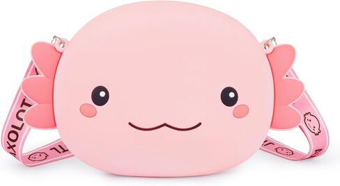 Pink Axolotl Crossbody Bag Adjustable Shoulder Strap, Cute Axolotl Gifts Girls Wallet Coin Purse Large Anime Handbag with Zipper Shoulder Bag Money Bags (Pink) in Saudi Arabia