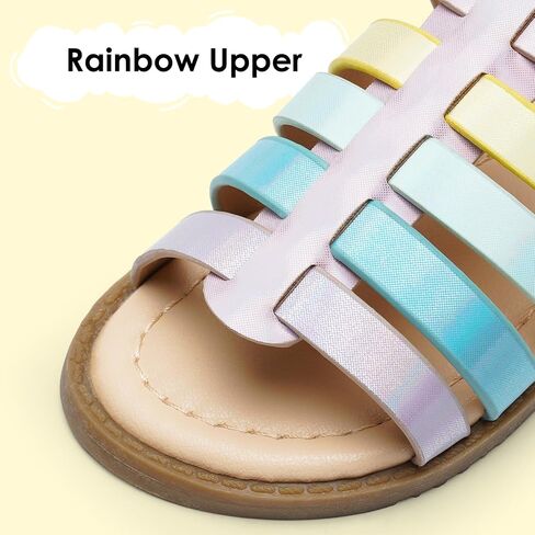 Dodow Girls Sandals Open Toe Hook and Loop Flat Dress Sandals Summer Shoes for Toddler Little Kid in Saudi Arabia