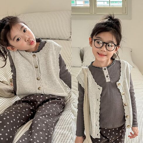 HOOLCHEAN Baby Toddler and Little Girls Spring Fall Knit Button Down Vest in Saudi Arabia
