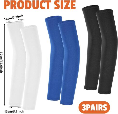 أكمام ذراع 3pairs للأطفال ، غلاف جليدي مرن في الهواء الطلق للشباب كرة قدم لكرة القدم الرياضة البيسبول in Kuwait