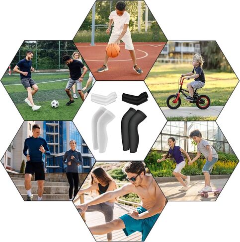 Luwint 4 Pairs Kids Teens Arm Sleeves and Leg Sleeves, UV Sun Protection Sports Accessories in Saudi Arabia