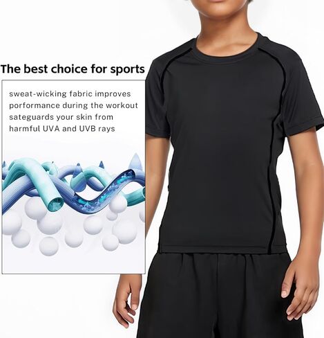3 Pack Boys Compression Shirt Short Sleeve Youth Athletic Undershirt Kids Quick Dry Athletic Base Layer T-Shirt in Kuwait