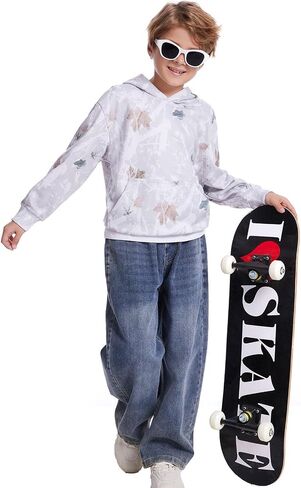 Flygo Camo Hoodie for Girls Boys Maple Leaf Hoodies Cute Litced Strendy Strendy Sweatshirt Kids 5-14 Years in Saudi Arabia