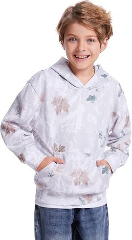 Flygo Camo Hoodie for Girls Boys Maple Leaf Hoodies Cute Litced Strendy Strendy Sweatshirt Kids 5-14 Years in Saudi Arabia