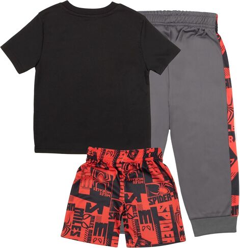 Marvel Spider-Man Boys 3-Piece Superhero Jogger Set - Spidey, Miles Morales Graphic T-Shirt, Shorts, & Sweatpants Bundle in Saudi Arabia