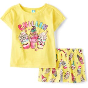 The Children's Place Girls Sleeve Top and Shorts,2 Piece Pajama Set