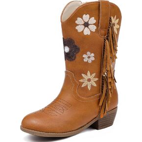 Girls Cowboy Boots Toddler Cowgirl Floral Embroidered Fringe Little Kids Western Boots Girl Riding Boot Birthday Party