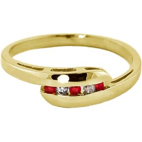 Galaxy Gold GG 14K قناة ذهبية صفراء صلبة حلقة 0.25 CT Ruby Diamond