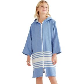 Kids Bathrobe & Boys & Girls Swim Cover Up - Hooded Kids Beach Towels - Zip Up Towel Poncho - Turkish Cotton - Soft Swim Robe