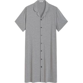 Latuza Men's Bamboo Viscose Nightshirt Button Down Sleep Shirt
