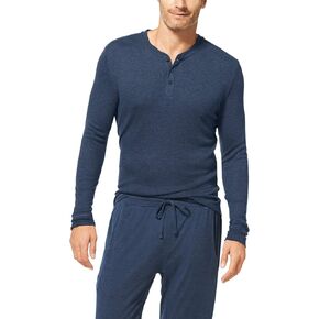 Tommy John Men's Henley/Long Sleeve Pajama Sleep Shirt/Lounge Wear, Second Skin Fabric