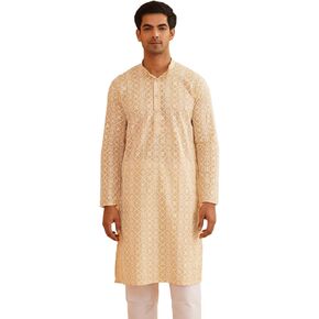 Sojanya (Since 1958 Men'S Ethnic Motifs Embroidered Regular Thread Work Cotton Long Kurta