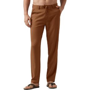 Willit Men's Linen Pants Casual Linen Dress Pants Drawstring Beach Summer Lightweight Trousers 29" 30" 32"