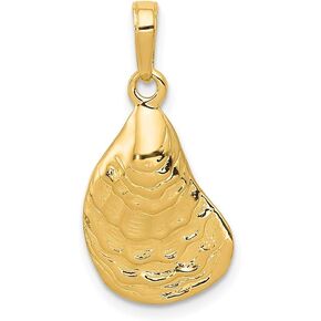 Solid 14k Yellow Gold Oyster Shell Pendant (13mm x 24mm)