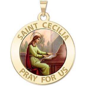 Picturesongold.com Saint Cecilia الميدالية الدينية - Color 10K و 14k أصفر أو أبيض الذهب ، أو الفضة الاسترليني