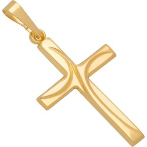 MAZZERI 14k Gold Cross Pendant, Hypoallergenic Gold Religious Charms for Men and Women, Handcrafted in the USA
