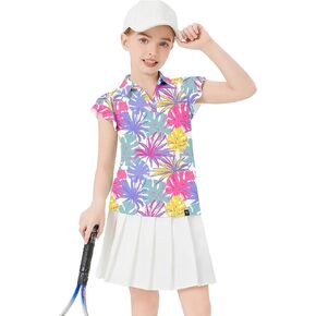 Soneven Girls Ruffle Sleeve Polo Shirts V-Neck Golf Tennis T-Shirts Uniform Shirts Quick Dry for 4-14 Years in Saudi Arabia