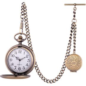 Vintage Pocket Chain with Ornate Medal and Classic Pocket Watch – 12 Inch T-Bar Chain for Waistcoats, Gifting & Keepsakes
