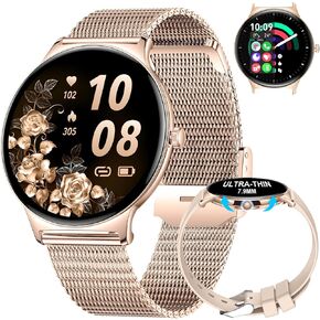 Smart Watches for Women, 1.43" AMOLED Display Fitness Tracker with Bluetooth Make/Answer Call, Heart Rate/Female Cycle/Sleep Monitor, 100+ Sports Modes, IP67 Waterproof for Android/iPhone