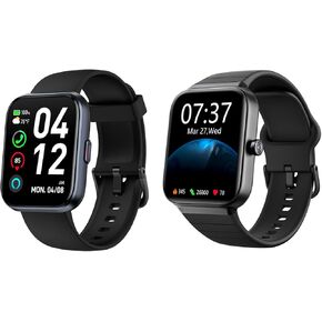 Smart Watches for Men Women 2 Pack, Alexa Built-in Fitness Watch with 1.8" LCD Screen & Bluetooth Call (Make/Answer), Heart Rate/SpO2/Sleep Monitor, IP68 Waterproof Smartwatch for iPhone Android