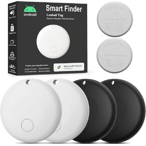 Android Tracker Tags, Air Tags-4 Pack Bluetooth Luggage Tags Work with Google Find My Device App (Android Only, not for iOS), Keys Finder and Item Locator for Vehicles Wallet, Dog, Bags, Pets
