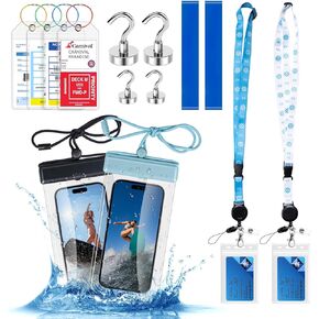 2025 Cruise Ship Essentials Kit - 2 Adjustable Lanyards, 4 Waterproof Luggage Tags, 2 Phone Pouches, 4 Heavy-Duty Magnetic Hooks & 2 Towel Bands | Carnival NCL MSC Princess& All Cruise Ships
