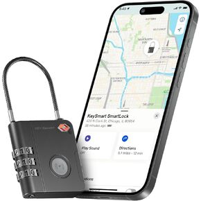 KeySmart Smartlock Tracking Laggage Locks TSA معتمدة - متوافقة مع Apple Find My App ، Tracker Bluetooth GPS ، مقاوم للماء ، قفل حقائبك وتتبعه (3 عبوات)