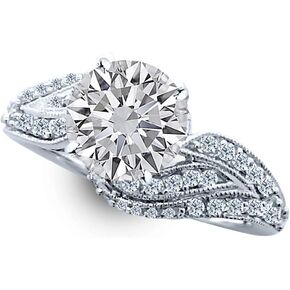 2 Carat Lab Grown Synthetic Round Vintage IGI Certified Diamond Engagement Ring (1.5 Ct, H-I Color, VS1-VS2 Clarity Center)