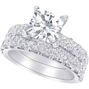 1-8 Carat (ctw) White Gold Princess Cut LAB GROWN Diamond Princess Allure Diamond Wedding Bridal Set (Color D-E Clarity VS1-VS2)