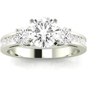 1.1 Carat t.w. Round Channel Set 3 Three Stone Diamond Engagement Ring H-I I2 Clarity Center Stones.