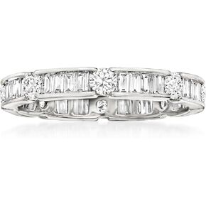 Ross-Simons 1.00 CT. T.W. الرغيف الفرعي وفرقة مستديرة الماس الأبدية في الذهب الأبيض 14 كيلو بايت