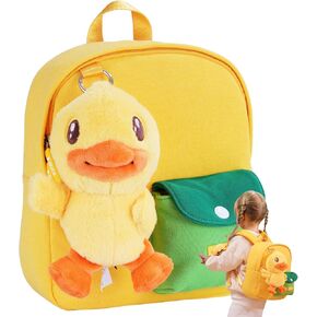 B.Duck Plush Backpack Cute Duck Design with Zipper Shoulder Bag for Gifts (Cowboy)