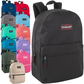 Trail maker 24 Pack- Classic 17 Inch Backpacks in Bulk Wholesale Back Packs for Boys and Girls (Assorted 12 Colors Pack) in Kuwait