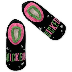 Wicked Women's Pink and Green Single Cuffer Slipper Socks, Black Multi, 9-11