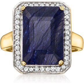 Ross-Simons 7.00 Carat Sapphire and .20 ct. t.w. Diamond Ring in 14kt Yellow Gold