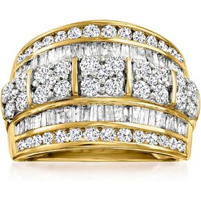 Ross-Simons 2.00 ct. t.w. Round and Baguette Diamond Multi-Row Ring in 14kt Yellow Gold
