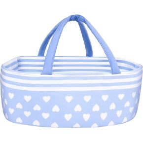 Aori Reborn Baby Dolls Bassinet Baby Doll Carrier Bed Soft Doll Carrier Doll Accessories with Handle for 17-22 inch Baby Dolls Girls (Blue)