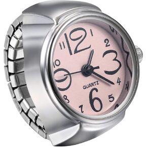 JewelryWe Men Women Finger Watch Creative Elastic Round Quartz Finger Ring Watches