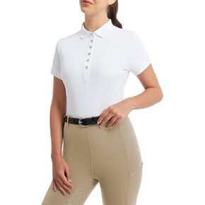 FitsT4 Sports Womens Equestrian Horse Riding Shirts Short Sleeve Moisture Wicking Polo Shirts for Golf Tennis Work