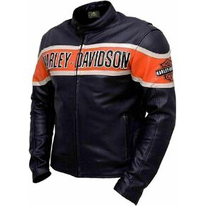 Men Victory Lane Motorcycle Jacket – Black Biker Style HD Leather Jacket