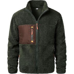 Men's Sherpa Fleece Jacket Lightweight Full Zip Outdoor Casual Coat Soft Warm Outwear Jacket