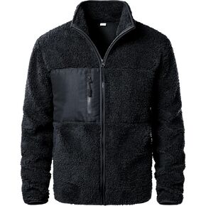 Men's Sherpa Fleece Jacket Lightweight Full Zip Outdoor Casual Coat Soft Warm Outwear Jacket in Kuwait