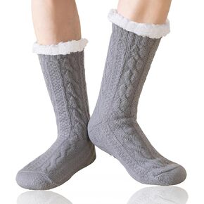 Mens Slipper Socks Winter Warm Fluffy Thick Heavy Thermal Fleece Lined Non Slip Home Socks