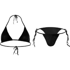 Jiahg Men للرجال Bikini Halter Bra Brains Sissy Nightwear Lingerie Ste Tie Side Pouch Banty Crossdressing Swimsuits