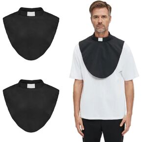 2pcs in Pack Unisex Clergy Black Tab Collar Clerical Bib Collar with Insert White Tab