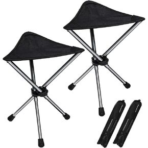 REDCAMP 2 Pack Folding Trippod Stool Lightweight, Portable 3 Legged Tripod Chairs for Adults Fishing Backpacking Hunting, Black