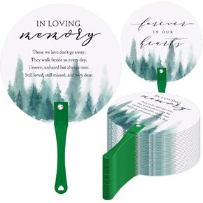 Teling 50 Pcs Funeral Favors Fans Memorial Paper Thick Paper Handheld Parlor Fans with Wooden Handle Hand for Funeral Services Condolence Sympathy Gift Supplies(Sea Mew)